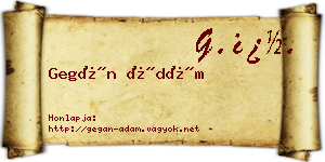Gegán Ádám névjegykártya